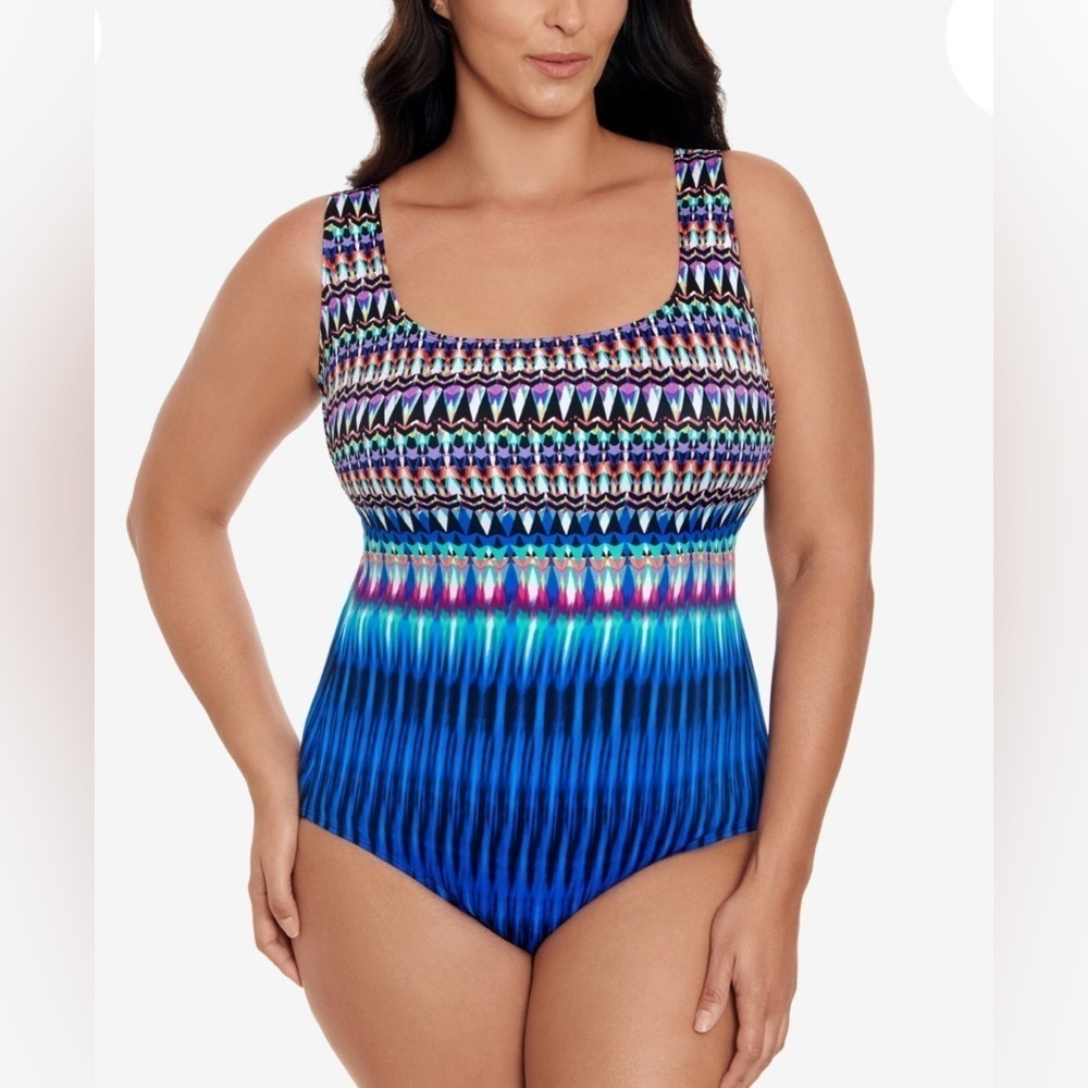 Swim Solution Women's Printed One-Piece Swimsuit 12 bathingsui slimming full